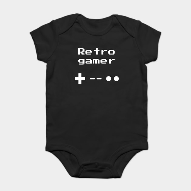 Retro Gamer 8-bit Retro Gaming Baby Bodysuit by Nonstop Shirts